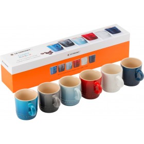 Le Creuset Stoneware Espresso Mugs 100mL Gift Set of 6 Coastal Rainbow