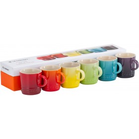 Le Creuset Stoneware Espresso Mugs 100mL Gift Set of 6 Rainbow
