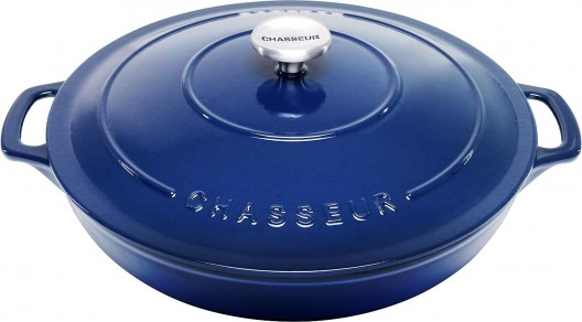Chasseur 30cm Low Round Casserole French Blue 2.5L Shallow Cast Iron