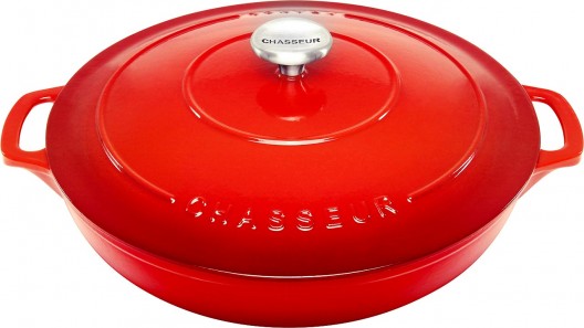 Chasseur 30cm Low Round Casserole Inferno Red 2.5L Shallow Cast Iron