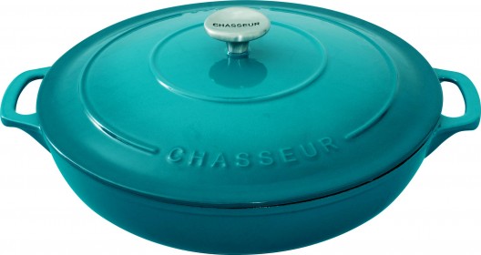 Chasseur 30cm Low Round Casserole Mediterranean Blue 2.5L Shallow Cast Iron