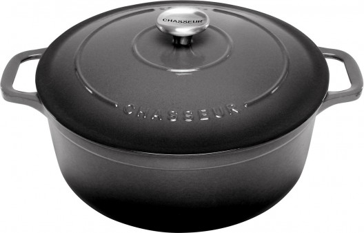 Chasseur 26cm Round French Oven Caviar Grey 5.2L Casserole Cast Iron