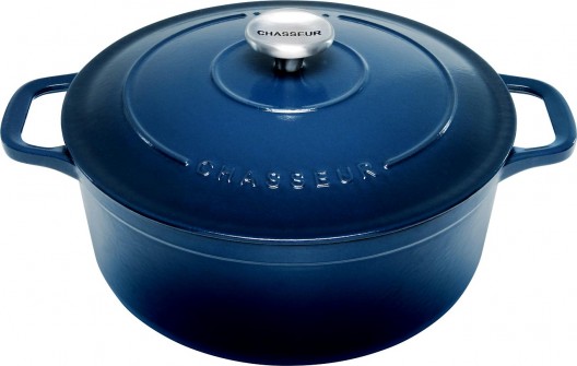 Chasseur 24cm Round French Oven Liquorice Blue 3.8L Casserole Cast Iron