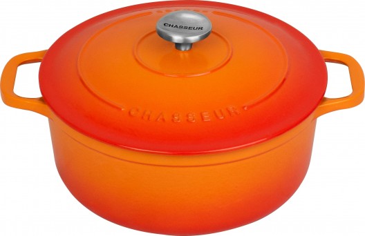 Chasseur 24cm Round French Oven Sunset Orange 4L Casserole Cast Iron