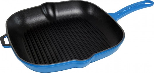 Chasseur Square Grill Pan 25cm Sky Blue Cast Iron