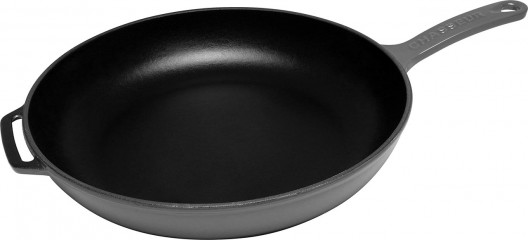 Chasseur Frypan with Cast Handle 28cm Caviar Grey Cast Iron Skillet