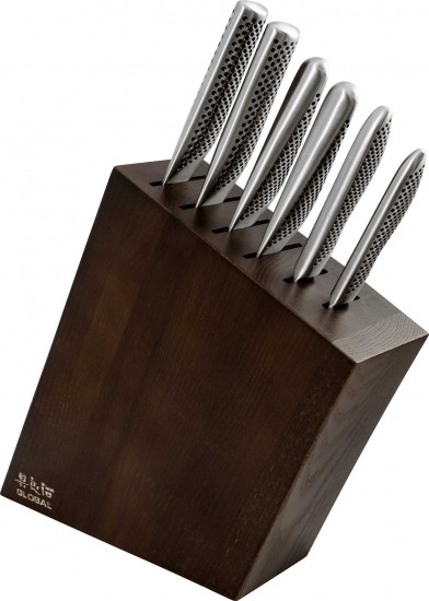 Global Kyoto 7pc Knife Block Set Stained Ash 79654