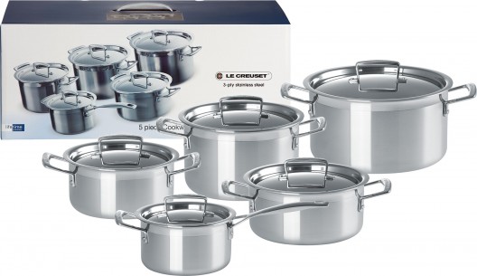 Le Creuset 3-Ply Stainless Steel 5pc Cookware Set