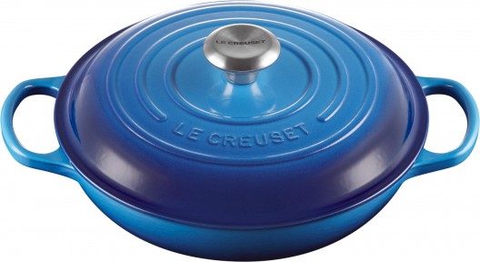 Le Creuset 26cm Signature Shallow Casserole Azure Blue Buffet Cast Iron Dish
