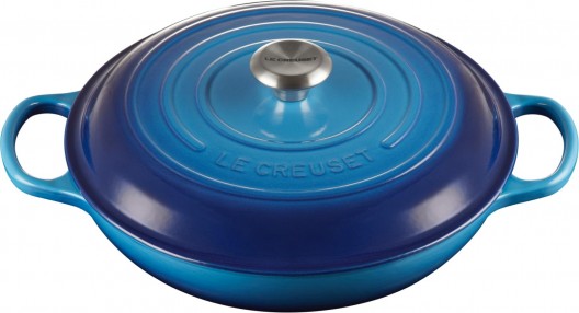Le Creuset 30cm Signature Shallow Casserole Azure Blue Buffet Cast Iron Dish