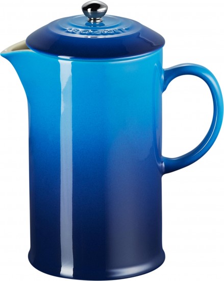 Le Creuset Stoneware Cafetière Coffee Press Plunger 1L Azure Blue