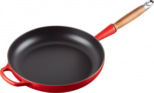 Le Creuset Signature Cast Iron Frying Pan 24cm Cerise Red with Wooden Handle