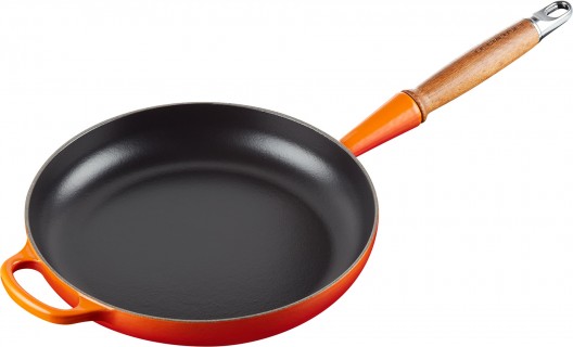 Le Creuset Signature Cast Iron Frying Pan 26cm Volcanic with Wooden Handle