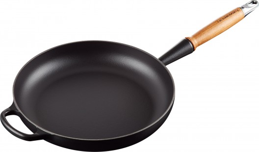 Le Creuset Signature Cast Iron Frying Pan 28cm Satin Black with Wooden Handle