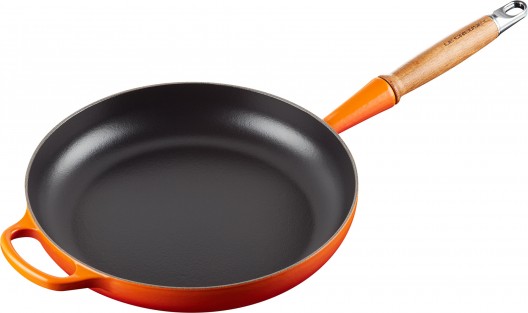Le Creuset Signature Cast Iron Frying Pan 28cm Volcanic with Wooden Handle
