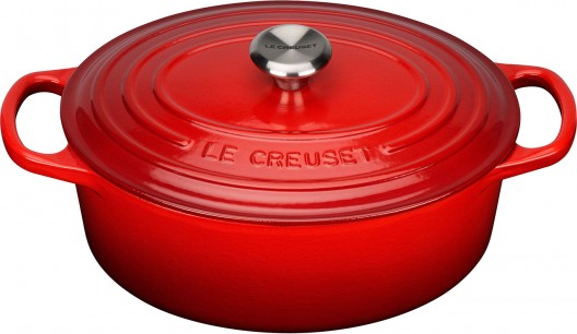 Le Creuset 25cm Signature Oval Casserole Cerise Red French Oven 3.2L Cast Iron