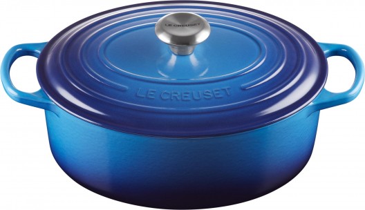 Le Creuset 29cm Signature Oval Casserole Azure Blue French Oven 4.7L Cast Iron