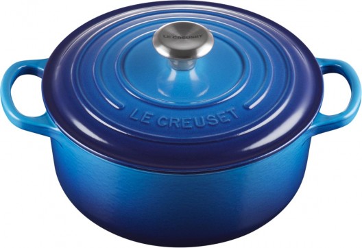 Le Creuset 20cm Signature Round Casserole Azure Blue French Oven 2.4L Cast Iron
