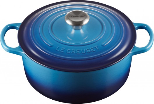 Le Creuset 26cm Signature Round Casserole Azure Blue French Oven 5.3L Cast Iron