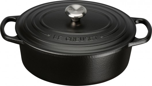 Le Creuset 25cm Signature Oval Casserole Satin Black French Oven 3.2L Cast Iron
