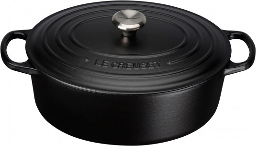Le Creuset 27cm Signature Oval Casserole Satin Black French Oven 4.1L Cast Iron