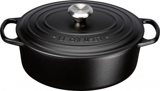 Le Creuset 29cm Signature Oval Casserole Satin Black French Oven 4.7L Cast Iron