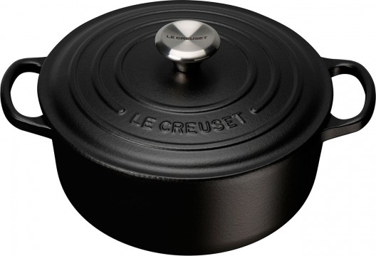 Le Creuset 20cm Signature Round Casserole Satin Black French Oven 2.4L Cast Iron
