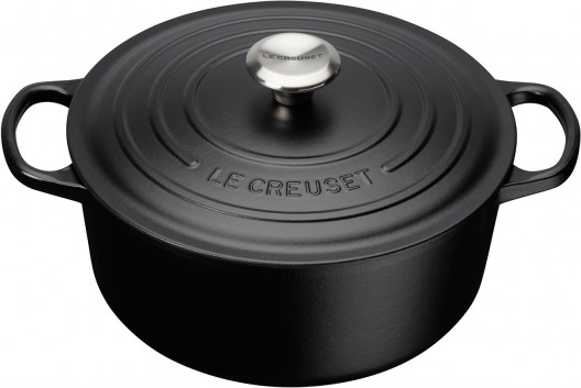 Le Creuset 26cm Signature Round Casserole Satin Black French Oven 5.3L Cast Iron