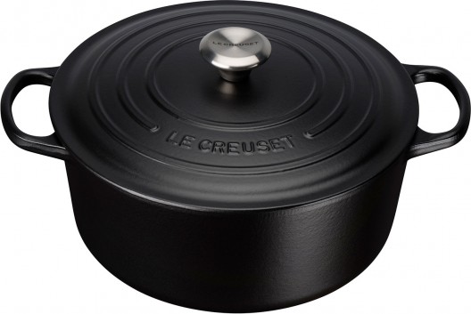 Le Creuset 28cm Signature Round Casserole Satin Black French Oven 6.7L Cast Iron