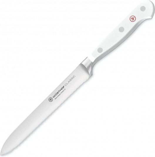 Wüsthof Classic White Serrated Utility/Sausage Knife 14cm 1040201614
