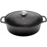 Chasseur 27cm Oval French Oven Caviar Grey 3.6L Casserole Cast Iron