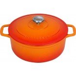 Chasseur 26cm Round French Oven Sunset Orange 5L Casserole Cast Iron