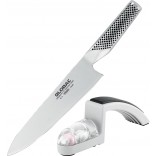 Global Cook's Knife 20cm & MinoSharp Sharpener 2-piece Set G-2220GB