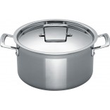 Le Creuset 3-Ply Stainless Steel Deep Casserole 24cm with Lid (6L)
