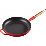 Le Creuset Signature Cast Iron Frying Pan 24cm Cerise Red with Wooden Handle