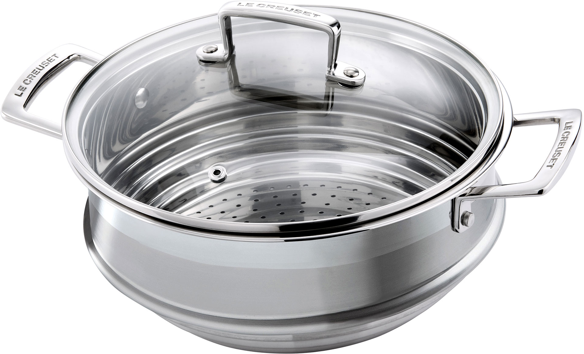 Le Creuset 3-Ply Stainless Steel Large Multi Steamer 20/22/24cm with Glass Lid