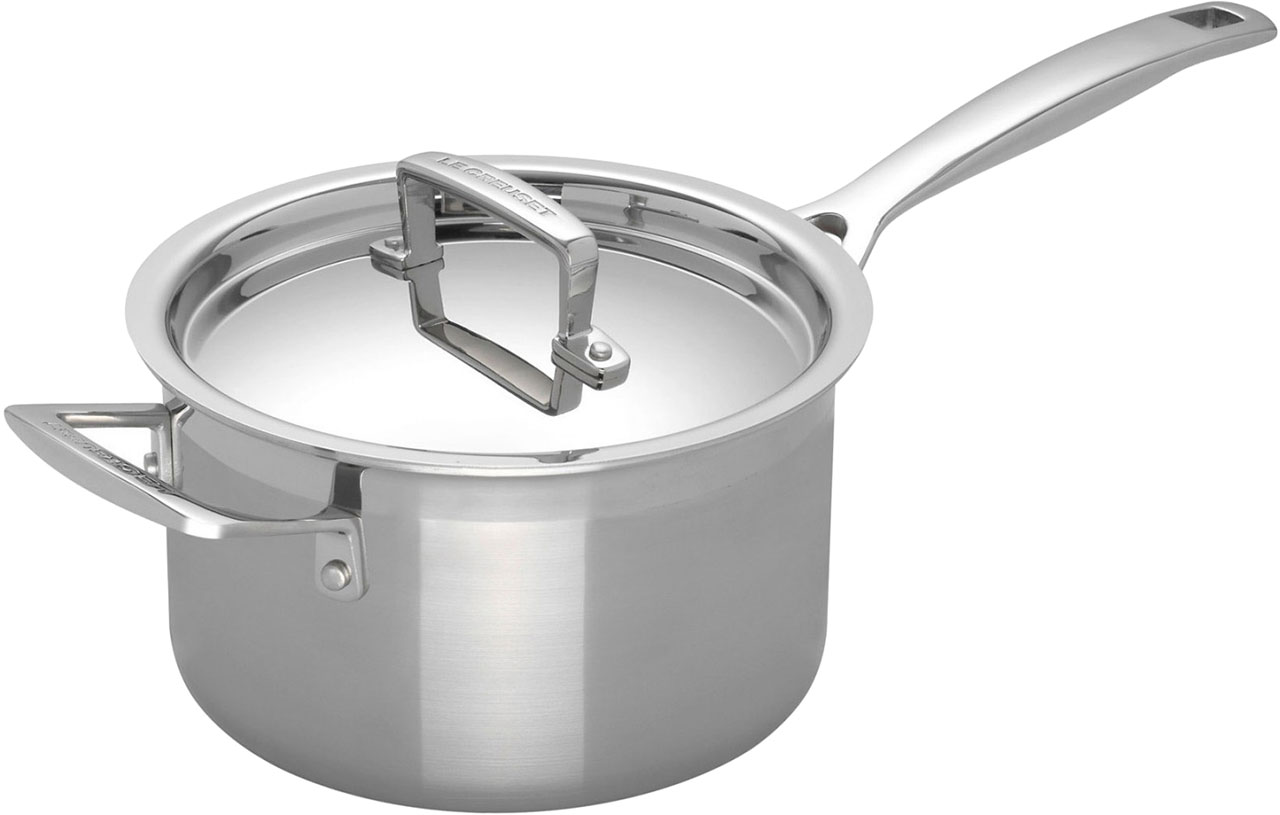 1 x Le Creuset 3-Ply Stainless Steel Saucepan 18cm with Lid (2.8L)