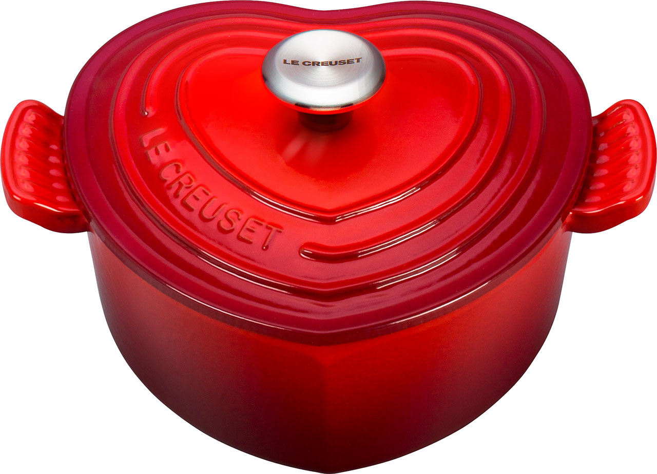 Le Creuset 20cm Heart Shaped Casserole Cerise Red Cast Iron French Oven