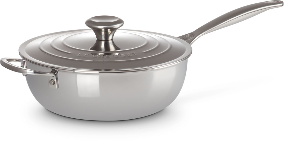 Le Creuset Signature Stainless Steel Non-Stick Chef's Pan 24cm/3.3L with Lid + Helper Handle