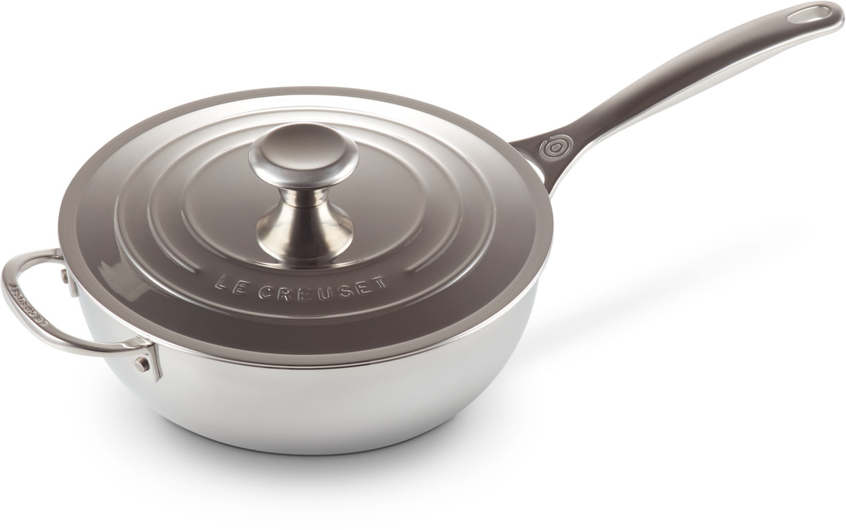 Le Creuset Signature Stainless Steel Non-Stick Chef's Pan 24cm/3.3L with Lid + Helper Handle