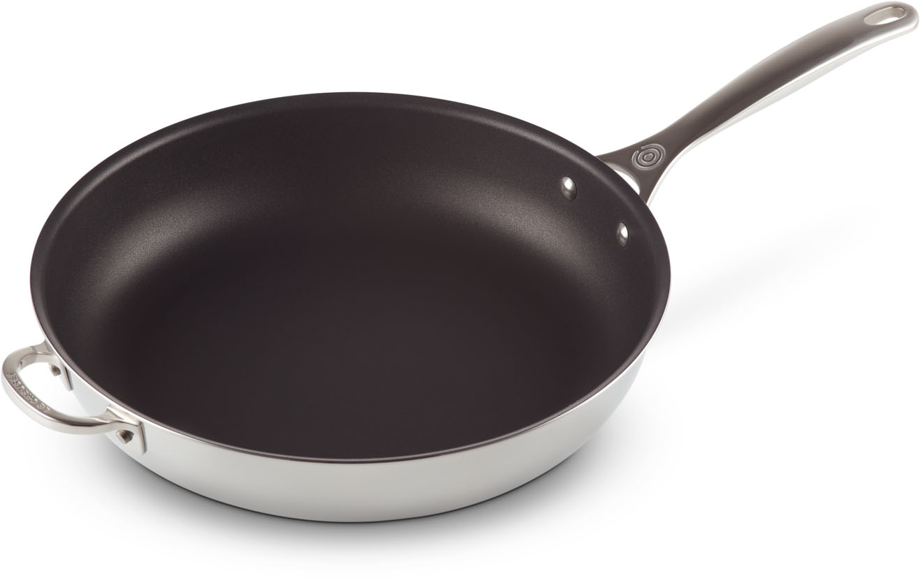 Le Creuset Signature Stainless Steel Non-Stick Deep Frying Pan 32cm with Helper Handle