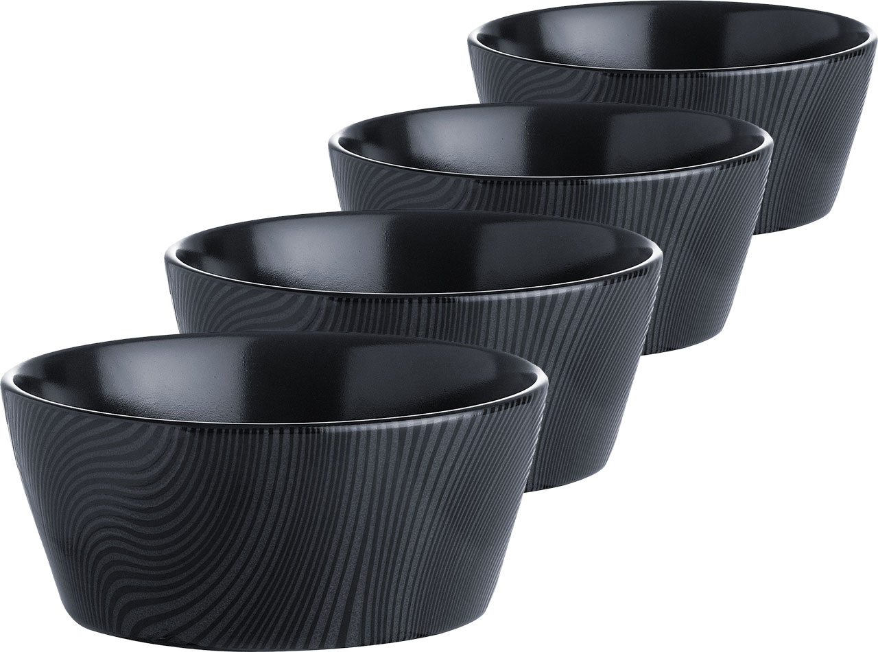 Noritake BoB/WoW Dune Dessert Bowl Set of 4 Black/White
